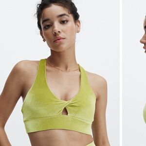 Fabletics Lime Green Twist‎ Front Sports Bra Size Large